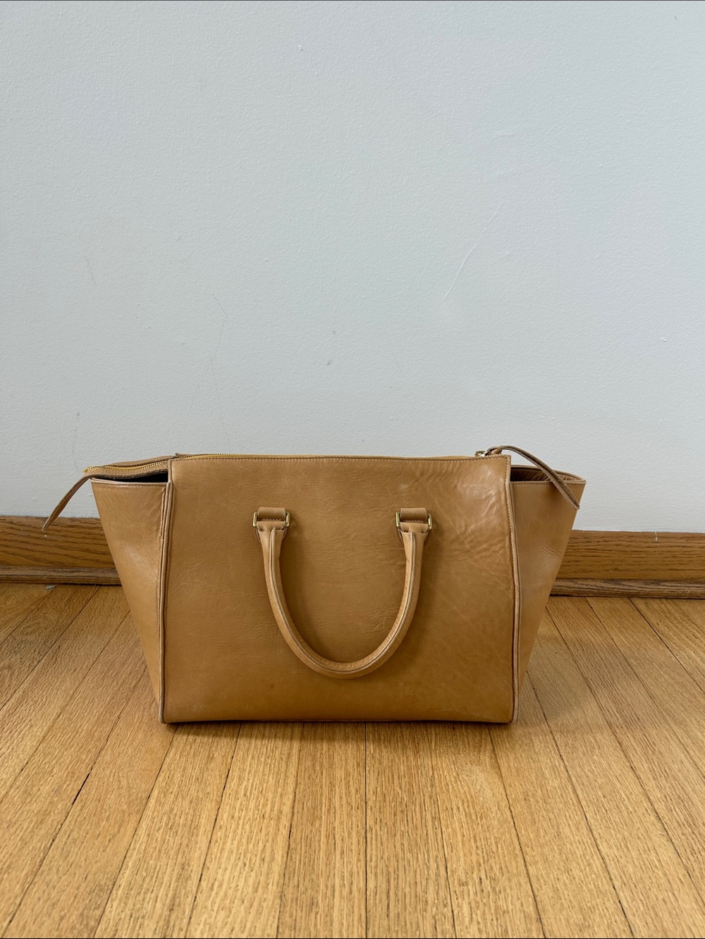 Clare V. Sandrine Satchel in Honey Tan
